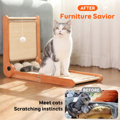 FathiSooc transformable post with inclined-ramp offers ergonomic scratching and play options.