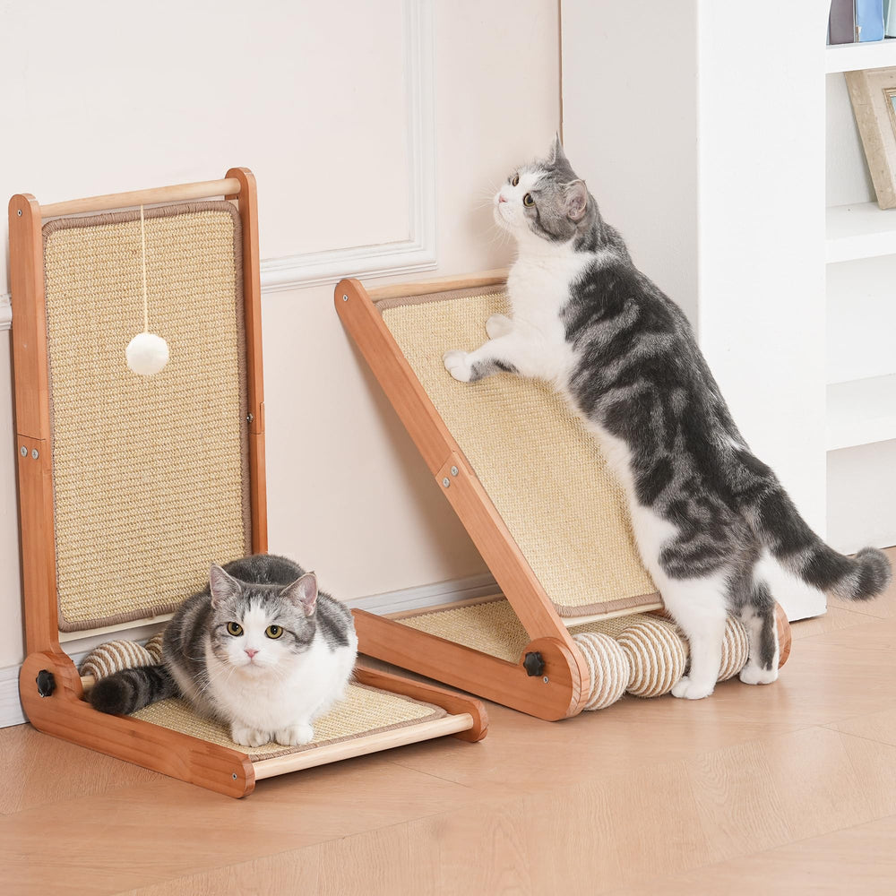 FathiSooc 3-transformable shapes cat scratching post vertical-tower enables varied scratching and exercise.