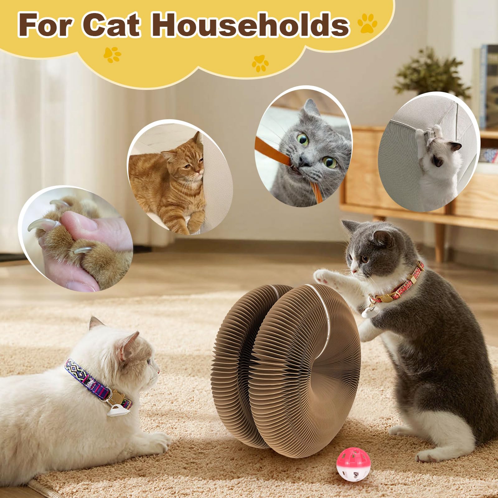 FATIRO Kitty Curls Durable Corrugated Paper resists wear while protecting paws.