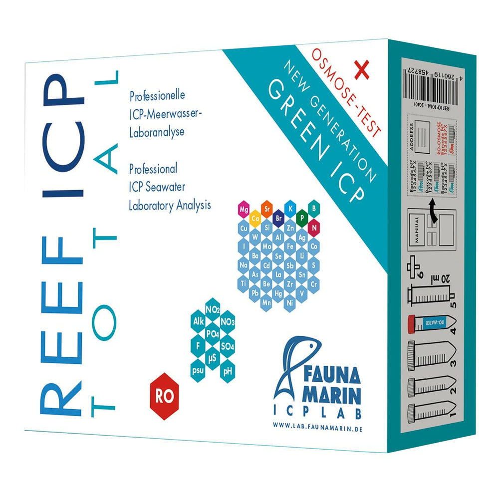 Fauna Marin Reef ICP Total Test kit for reef tanks with actionable water parameter insights.