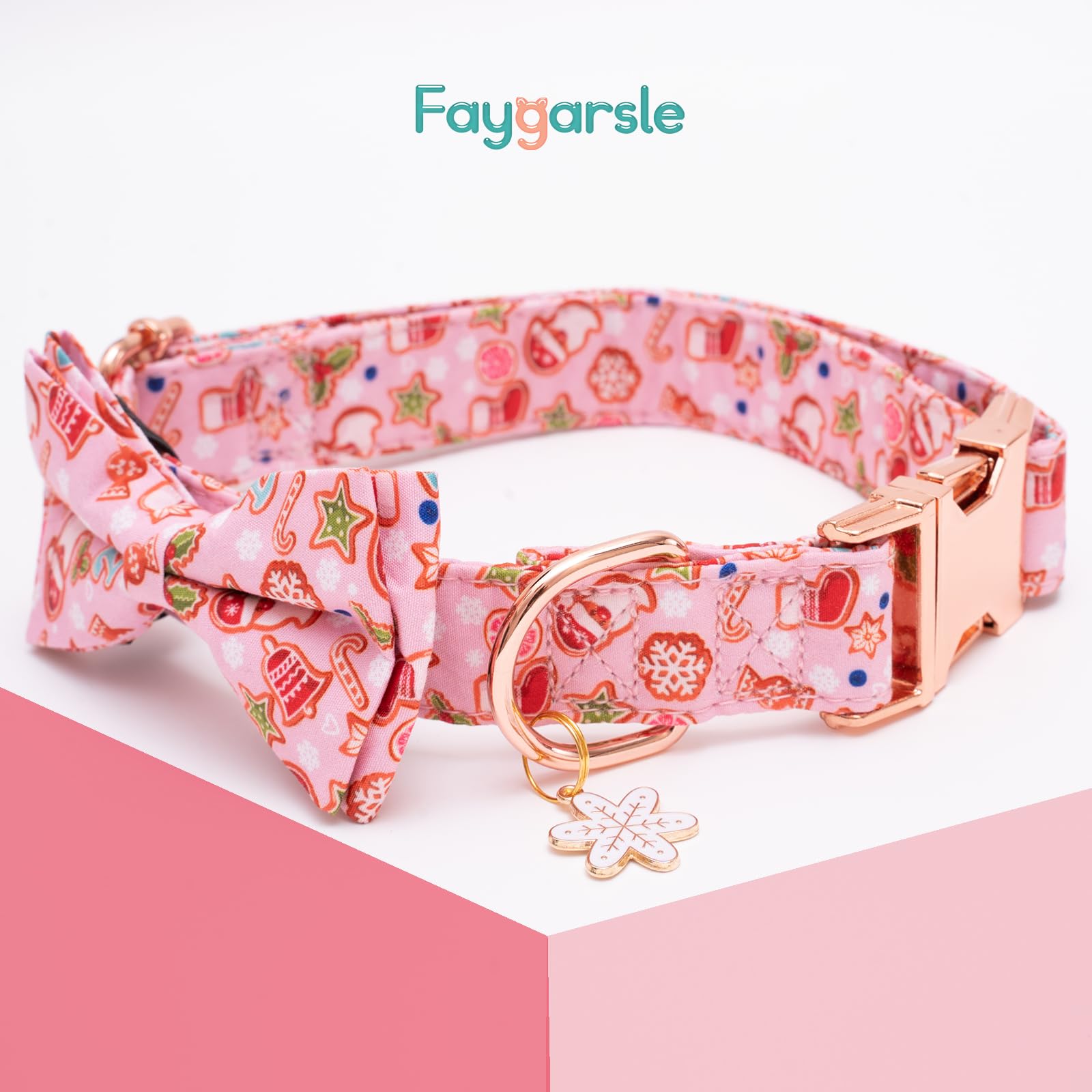 Faygarsle Christmas dog collar with Santa snowflake pattern for holidays.