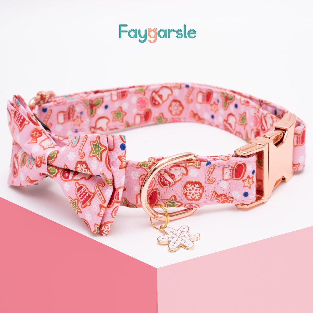 Faygarsle Christmas dog collar with Santa snowflake pattern for holidays.
