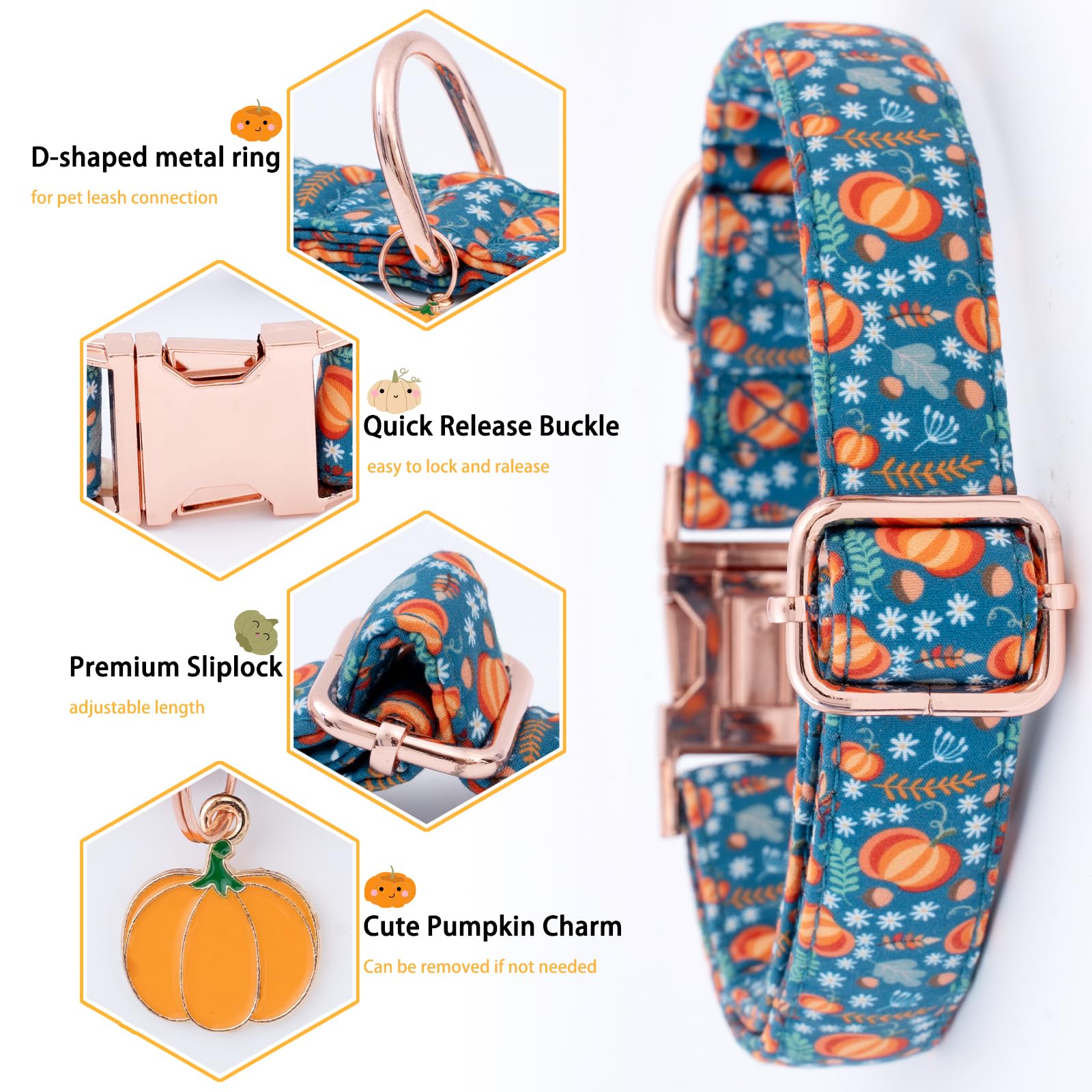 Faygarsle leaves chestnuts pattern dog collar showcases seasonal design for celebrations.