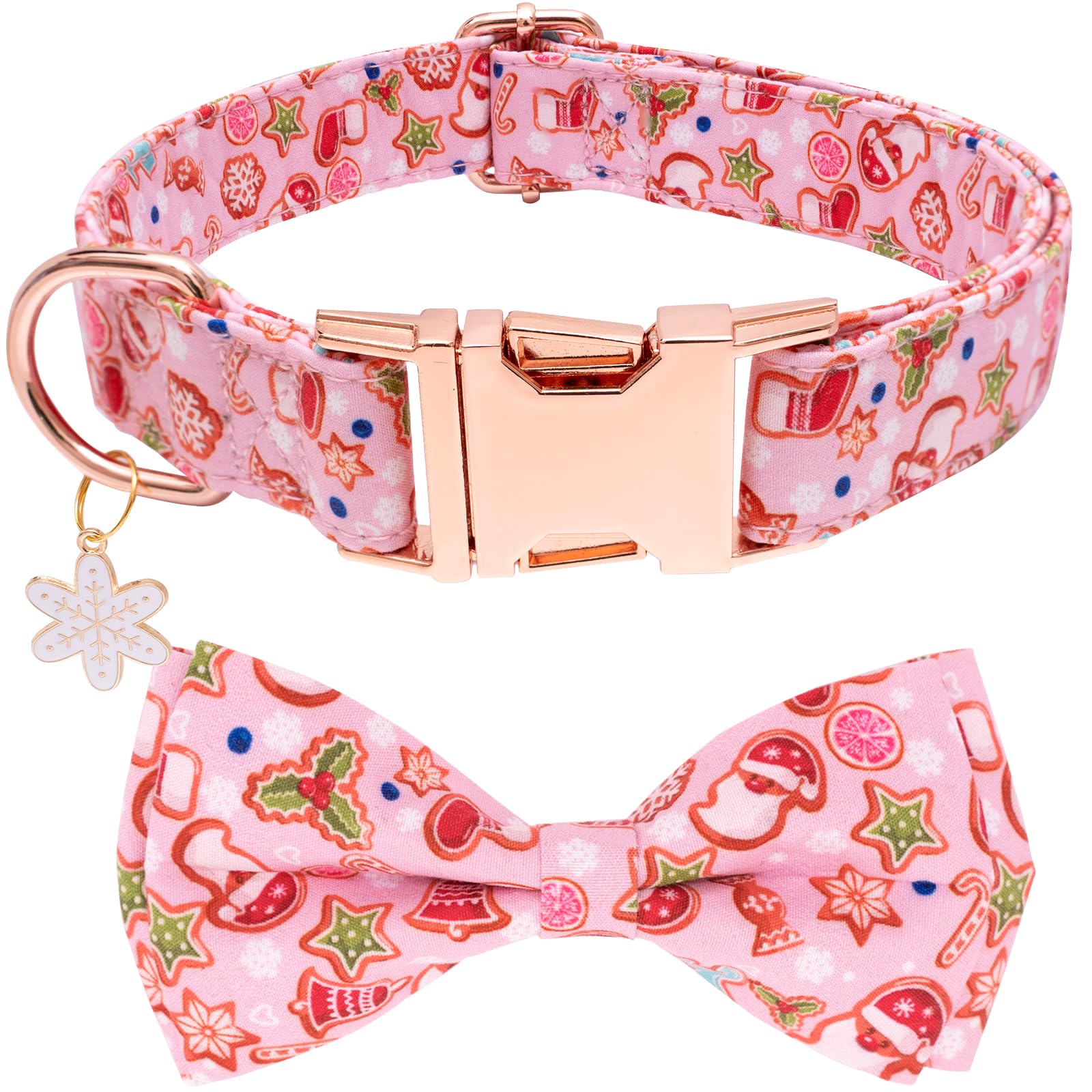 Faygarsle pink dog collar with bow detail for festive style and comfort.