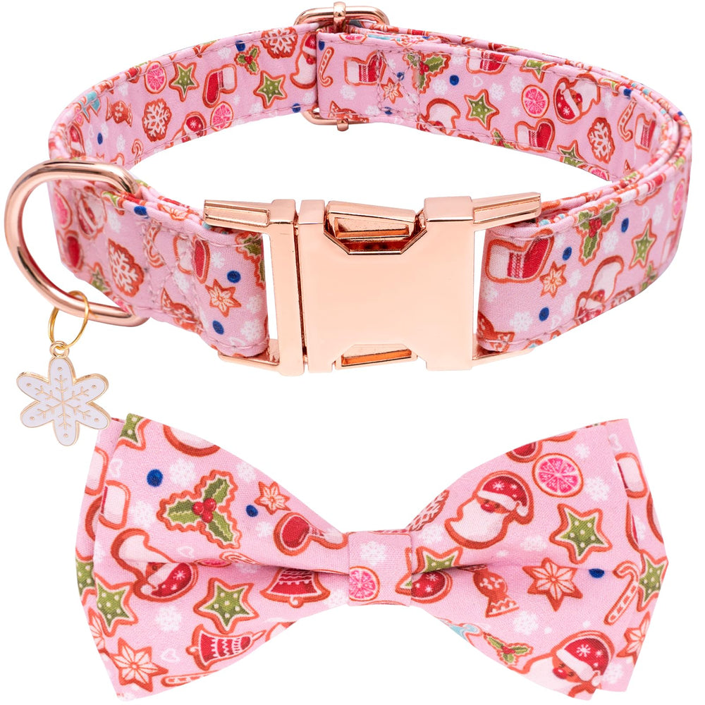 Faygarsle pink dog collar with bow detail for festive style and comfort.