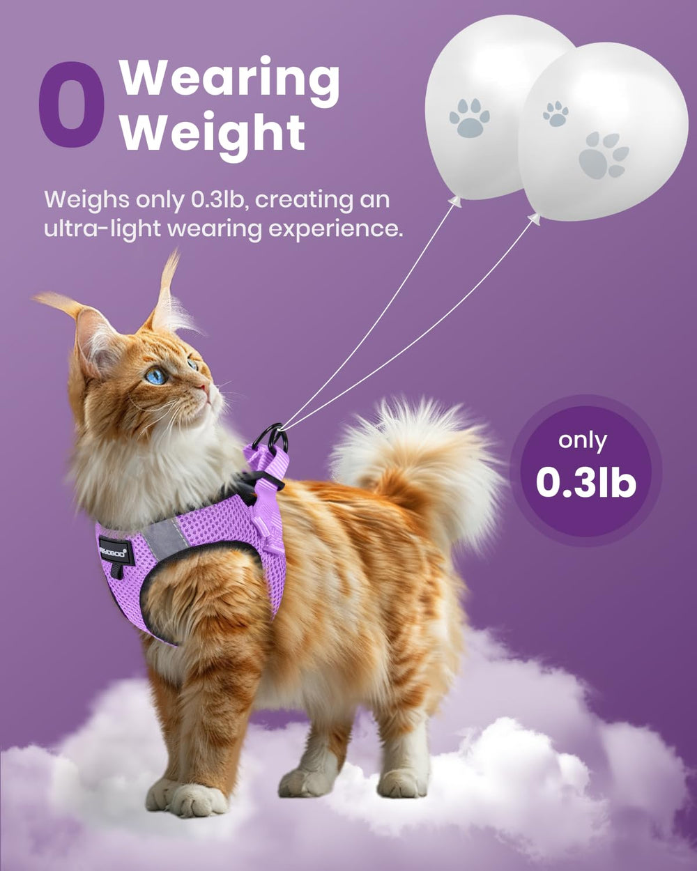 FAYOGOO lightweight harness with soft padding for all-day wear
