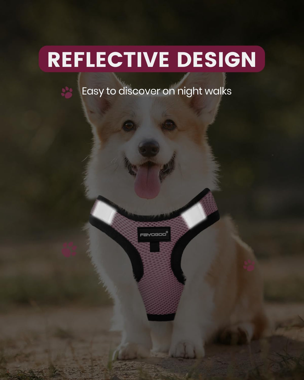 FAYOGOO six removable patches provide clear cues like SERVICE DOG and IN TRAINING
