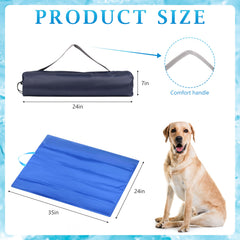 Fayoo cooling gel mat in crate demonstrates portable comfort for indoor or travel use.