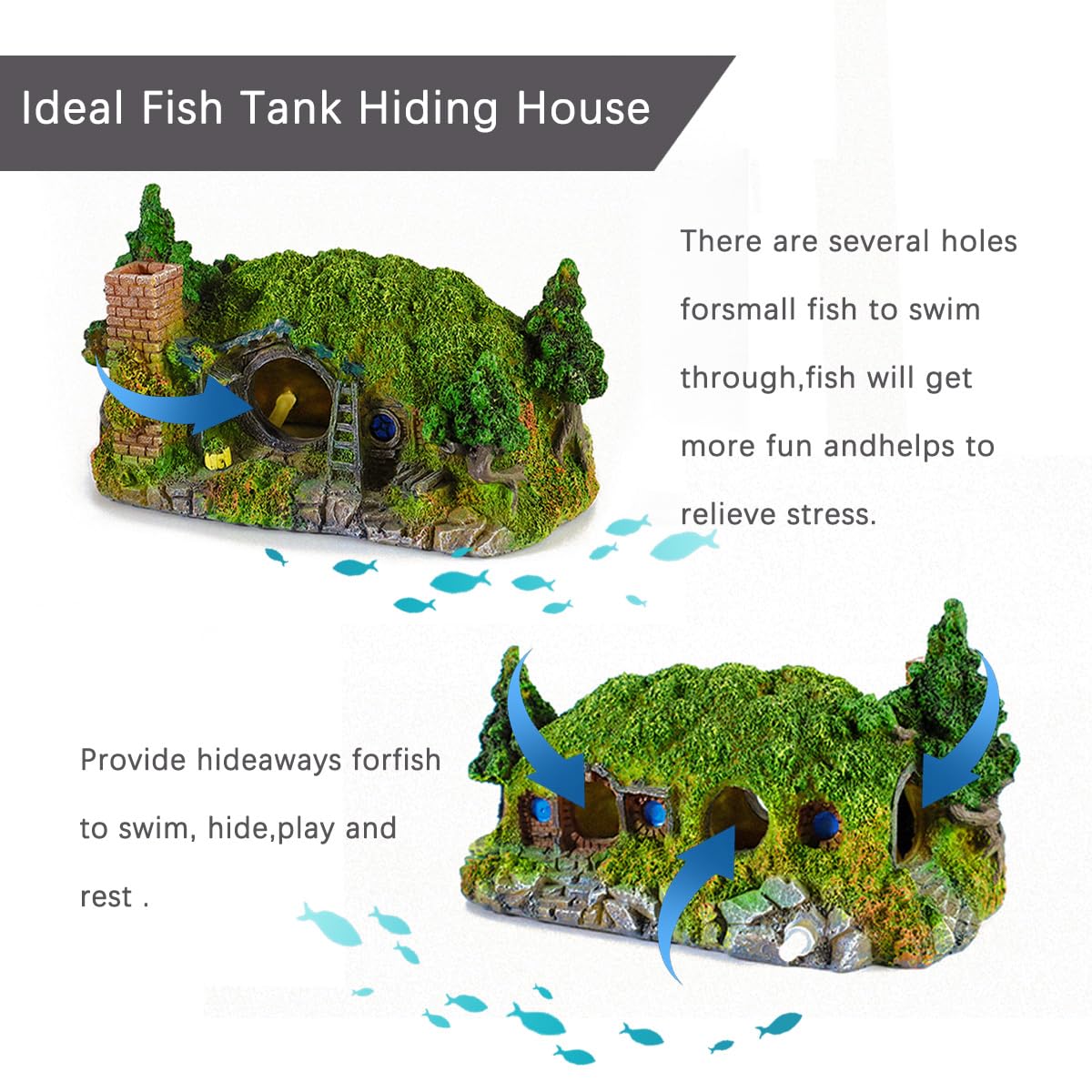 Fazhongfa castle-hobbit-small cave-entry provides hiding space for small fish.