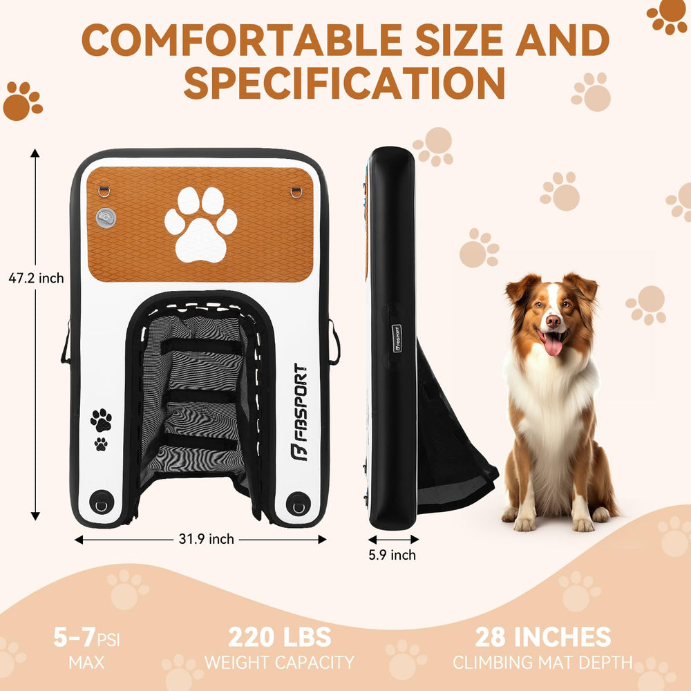 FBSPORT anti-slip EVA dock surface provides stable paw traction.