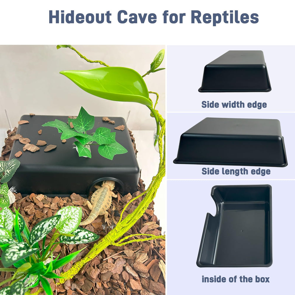 FCALIVV humid hideout cave large back view—rock-textured aesthetic in terrarium.