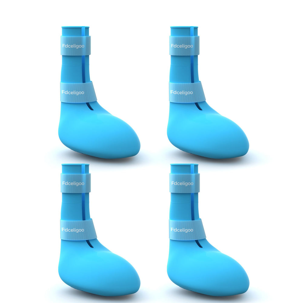 Fdceligoo rubber dog boots blue side view protect paws during outdoor adventures.