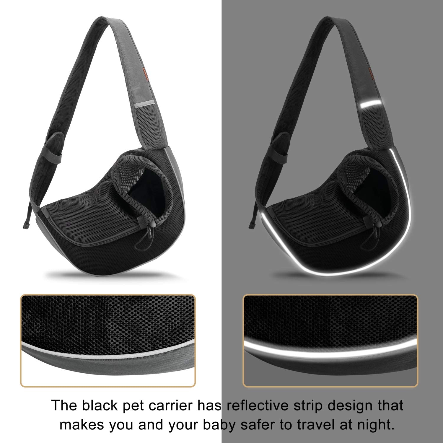 FDJASGY pet sling carrier reflective strip enhances visibility at night