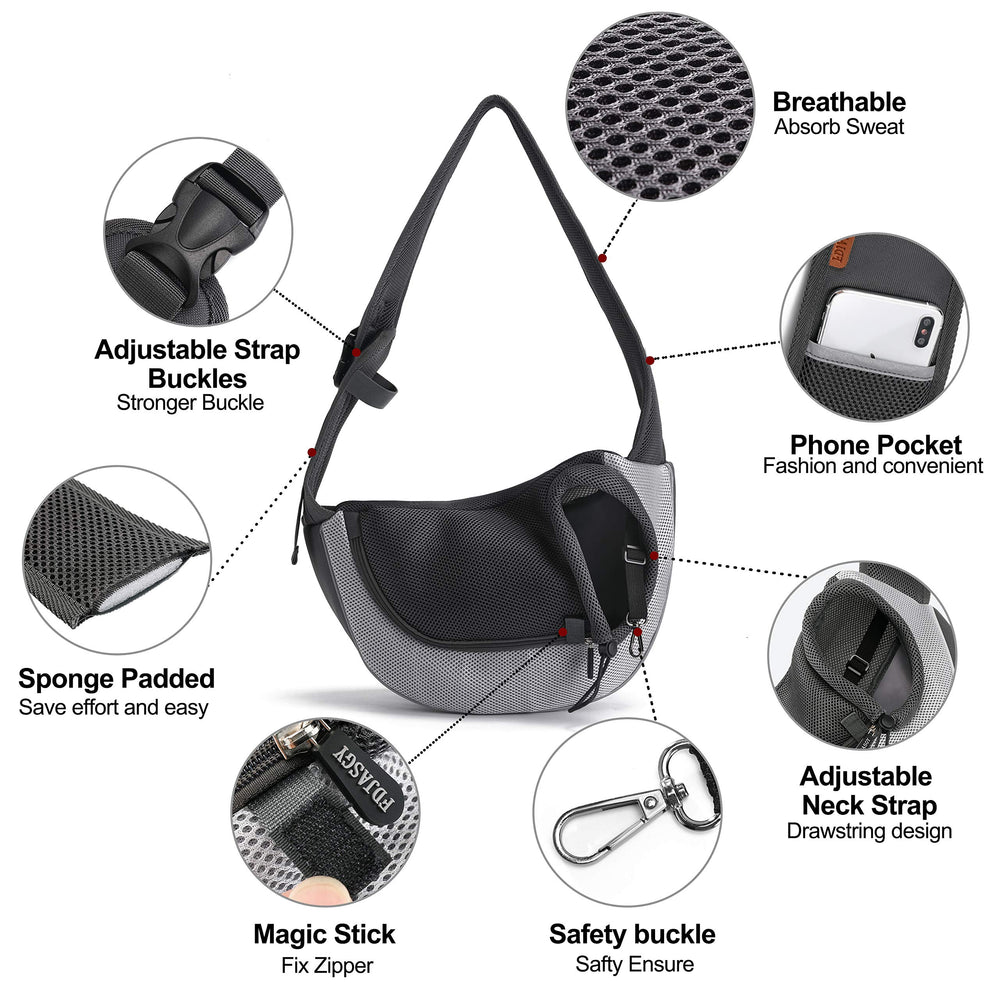 FDJASGY Pet Sling Carrier safety features keep small pets secure while you move.