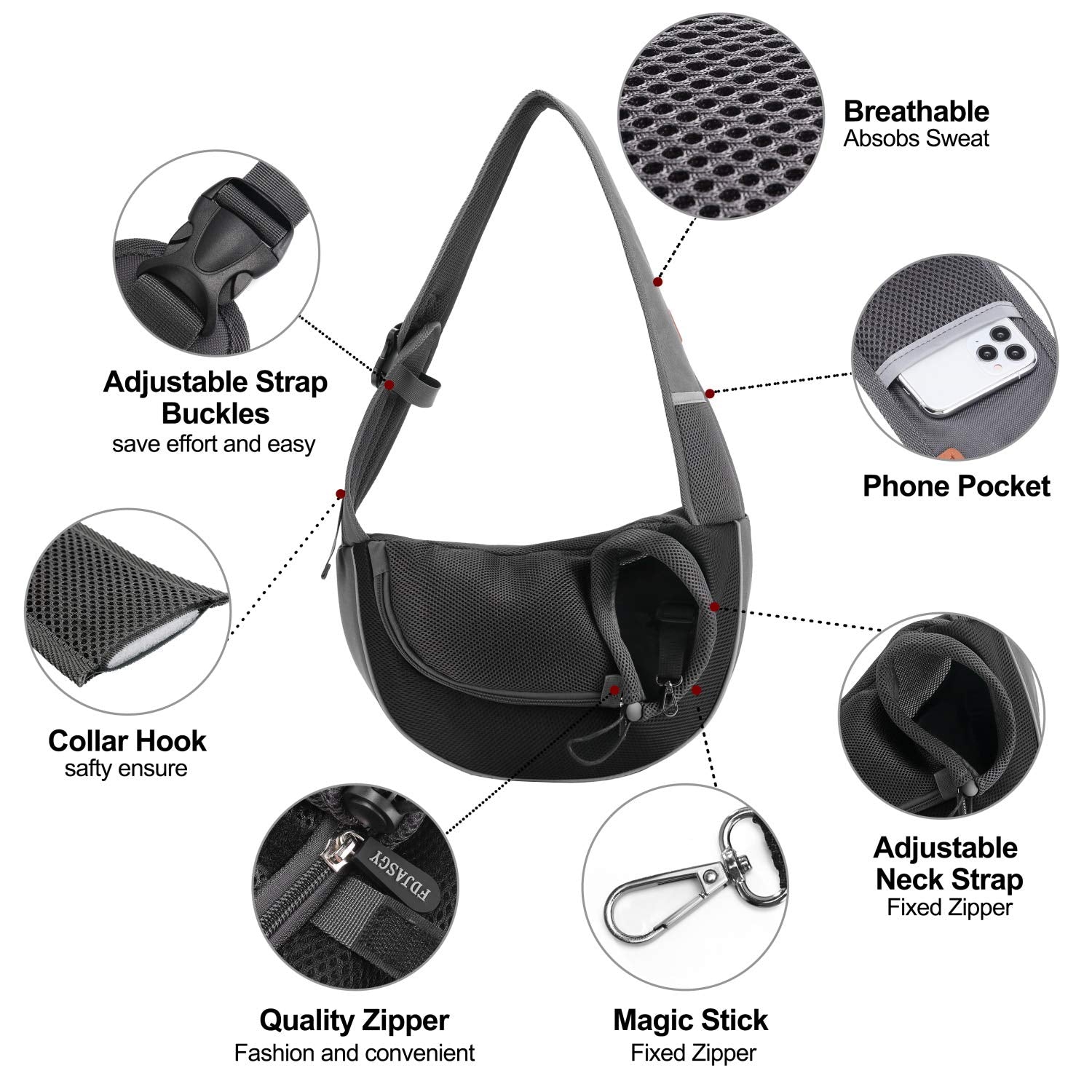 FDJASGY pet sling carrier with small pet inside for secure transport