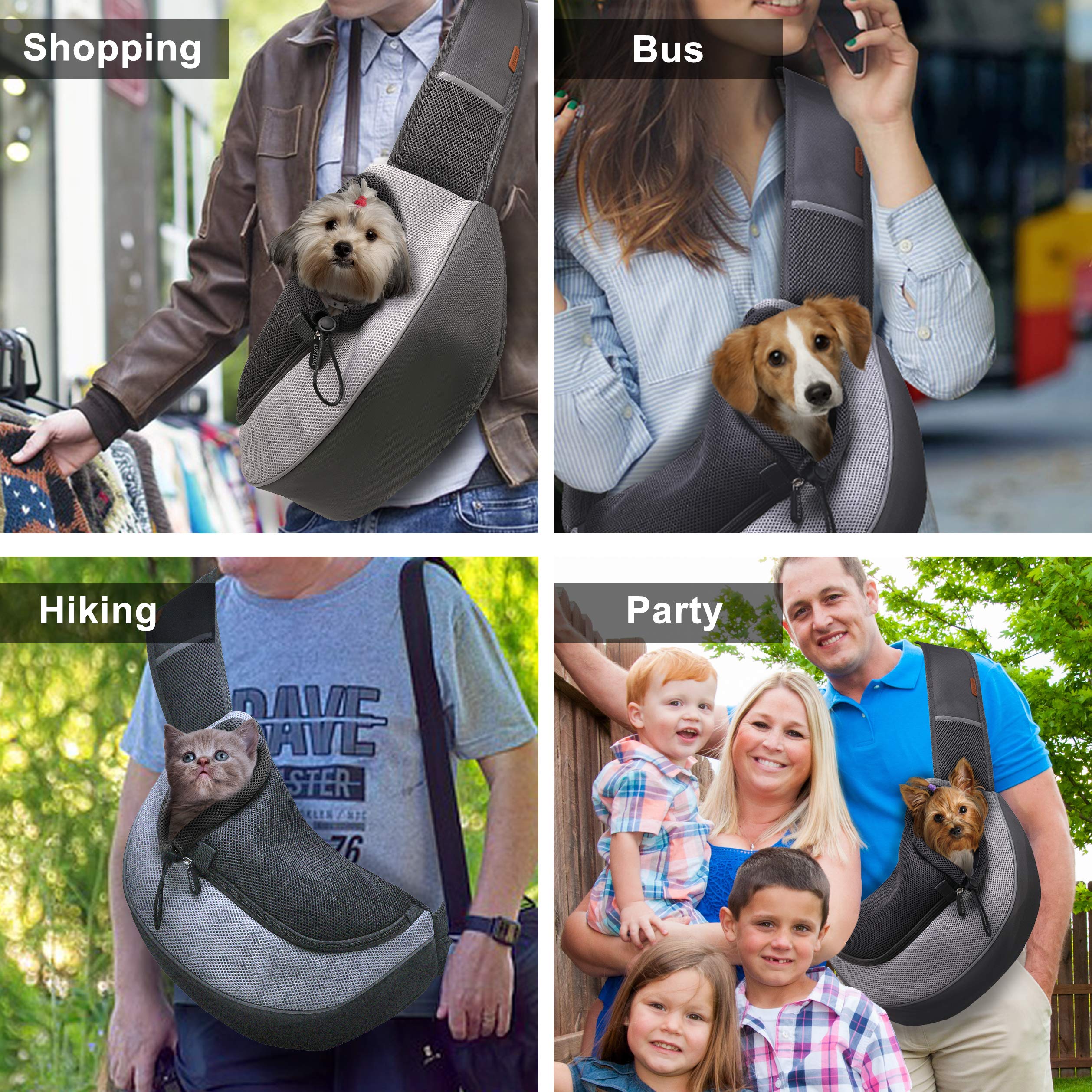 FDJASGY Pet Sling Carrier ventilation mesh holes keep air circulating for pet comfort.