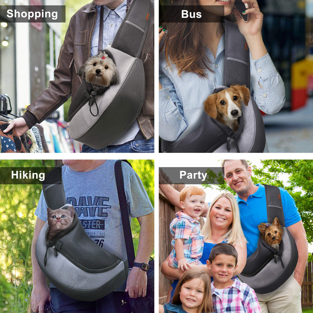 FDJASGY Pet Sling Carrier ventilation mesh holes keep air circulating for pet comfort.