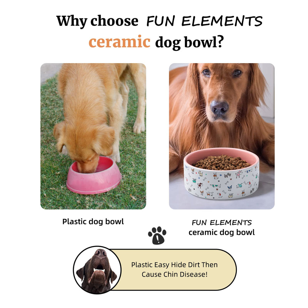 FE FUN ELEMENTS small-dog bowl with durable glaze, dishwasher-safe.