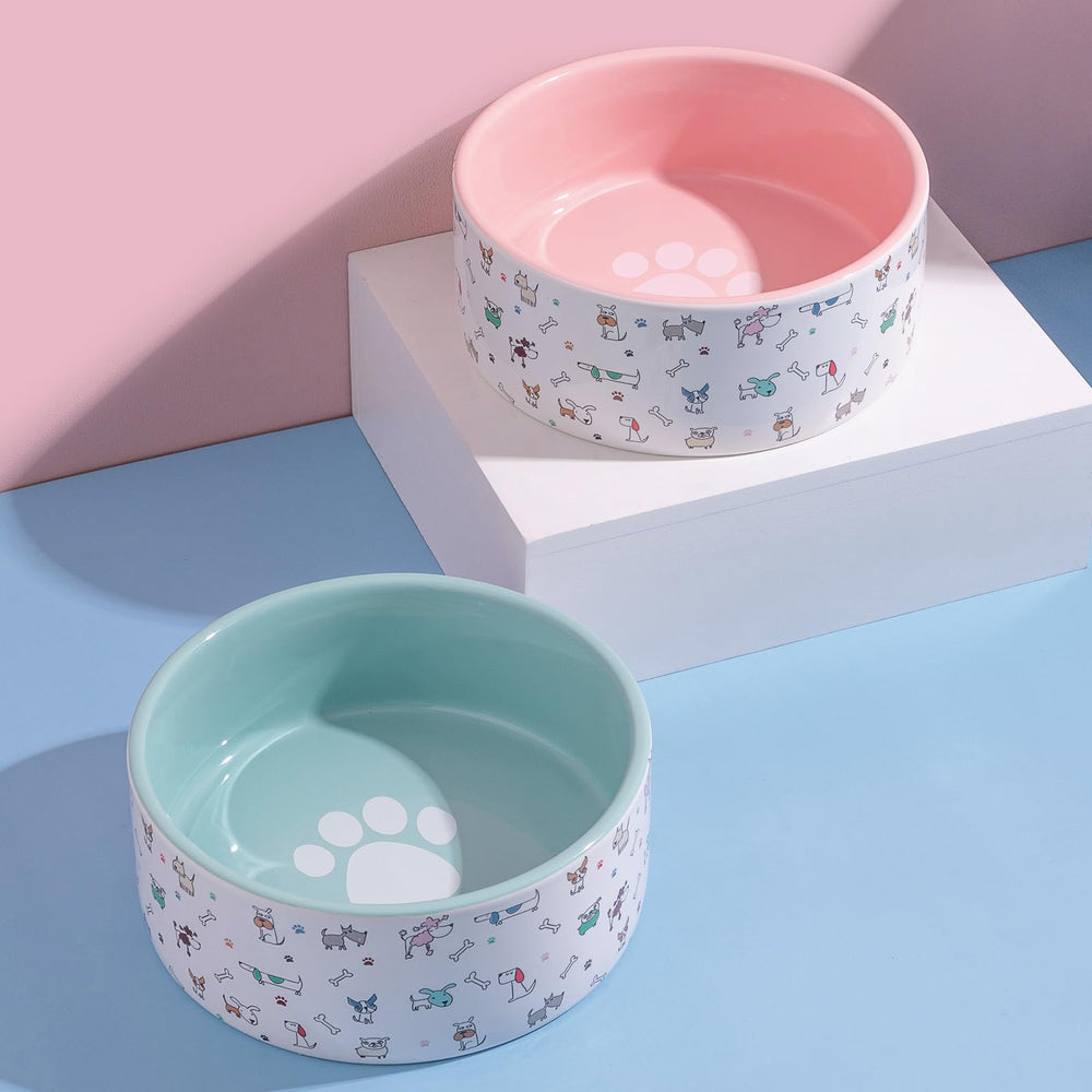FE FUN ELEMENTS dishwasher-safe ceramic bowl with adorable pink pattern for easy cleanup.