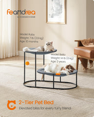 Feandrea 2-Tier Cat Hammock Bed bottom level ready for a cozy nap