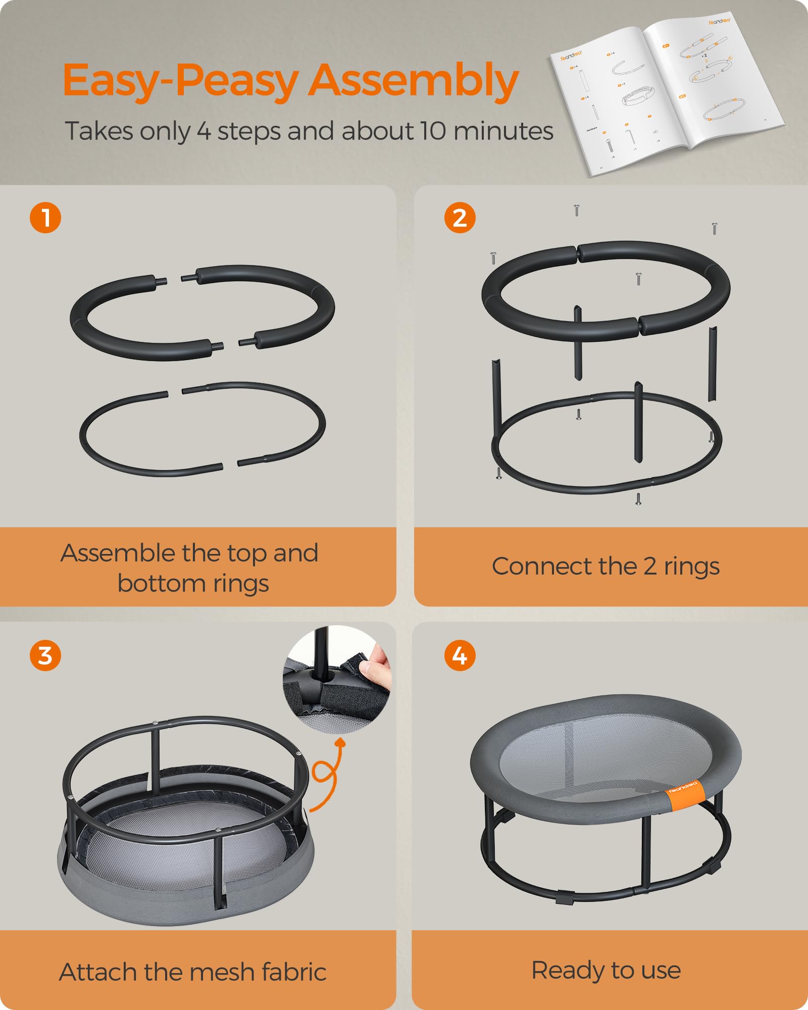 Feandrea easy 4-step assembly completes in minutes.