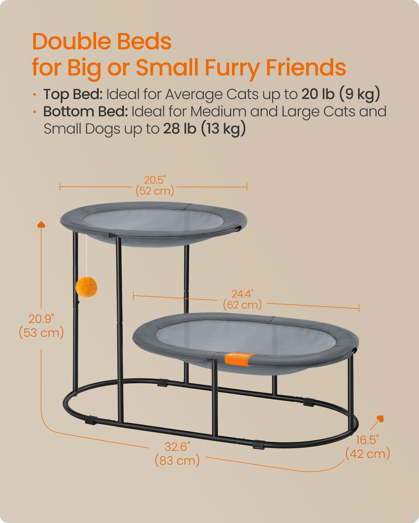 Feandrea sunken oval design cradles cats in various sleeping positions