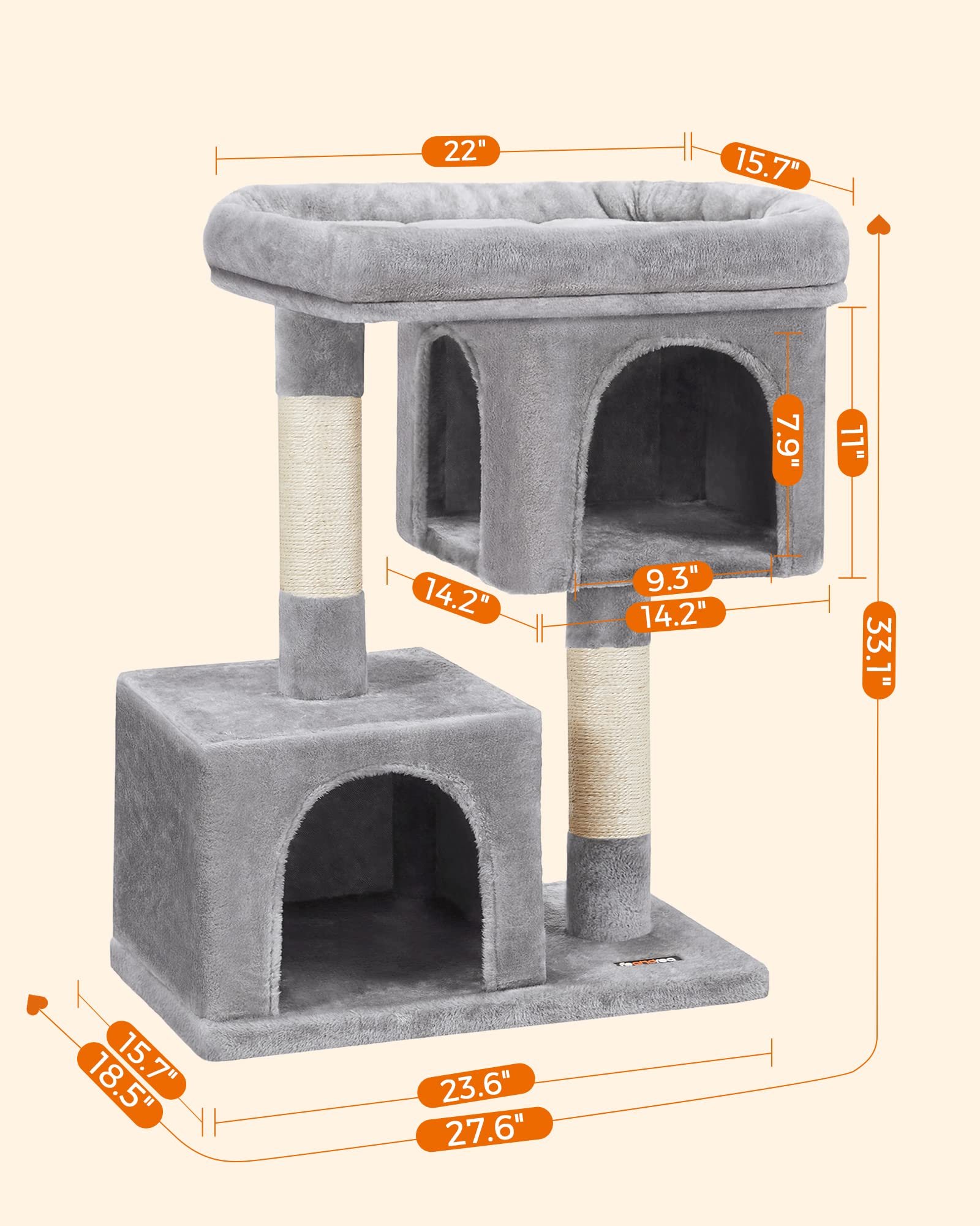 Feandrea Cat Tree quick assembly with universal screws for easy setup