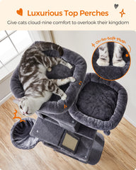 Feandrea cat tree caves give private hideaways for quiet time.