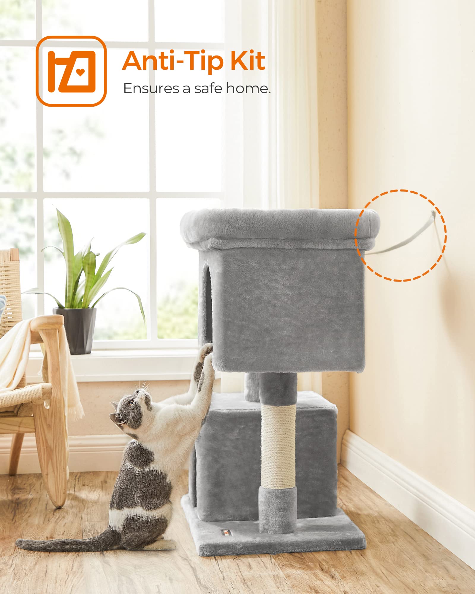 Feandrea Cat Tree ideal for indoor cats seeking cozy retreats