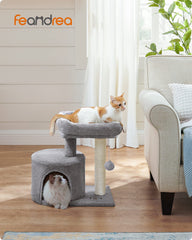 Feandrea Cat Tree Tower perch plush for cozy naps and relaxation.