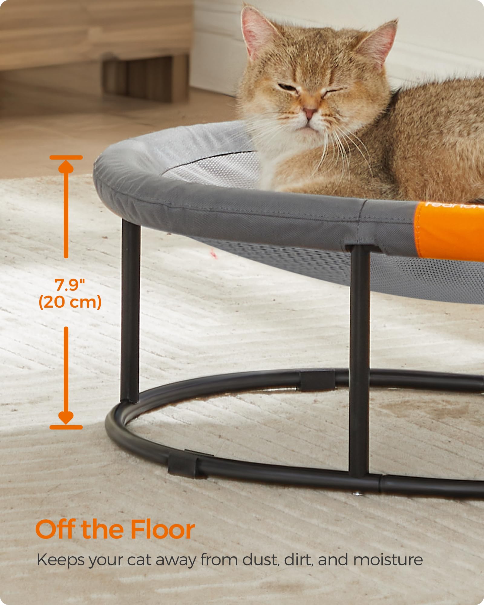 Feandrea bed with protective feet prevents sliding on smooth floors.