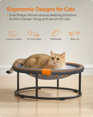 Feandrea elevated cat bed with steel frame provides stable lounging.