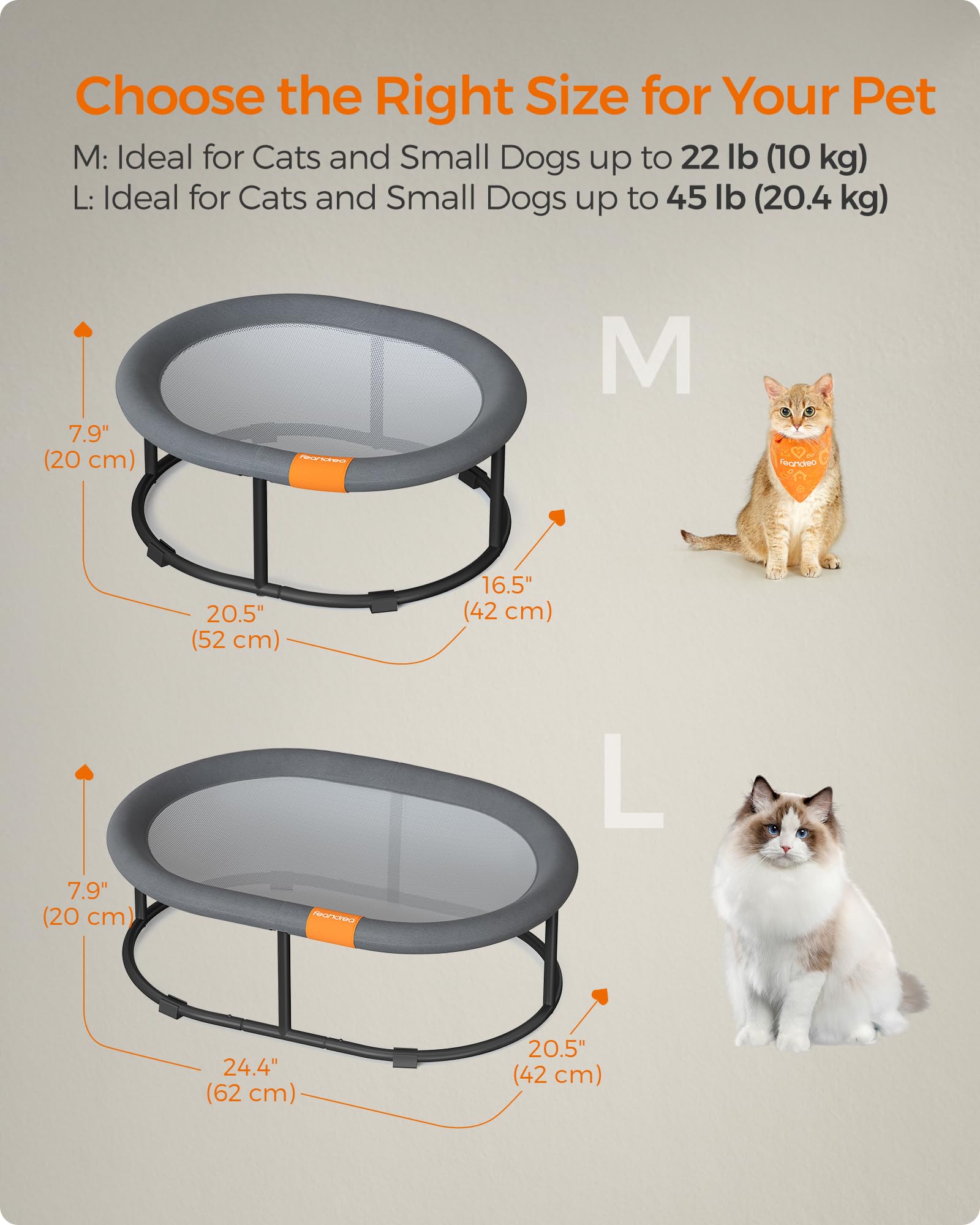 Feandrea pet bed spacious interior supports cats and small dogs up to 20 lb.