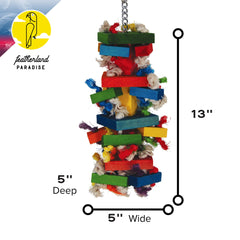 Featherland Paradise Knots N Blocks brightly colored blocks encourage interactive play.