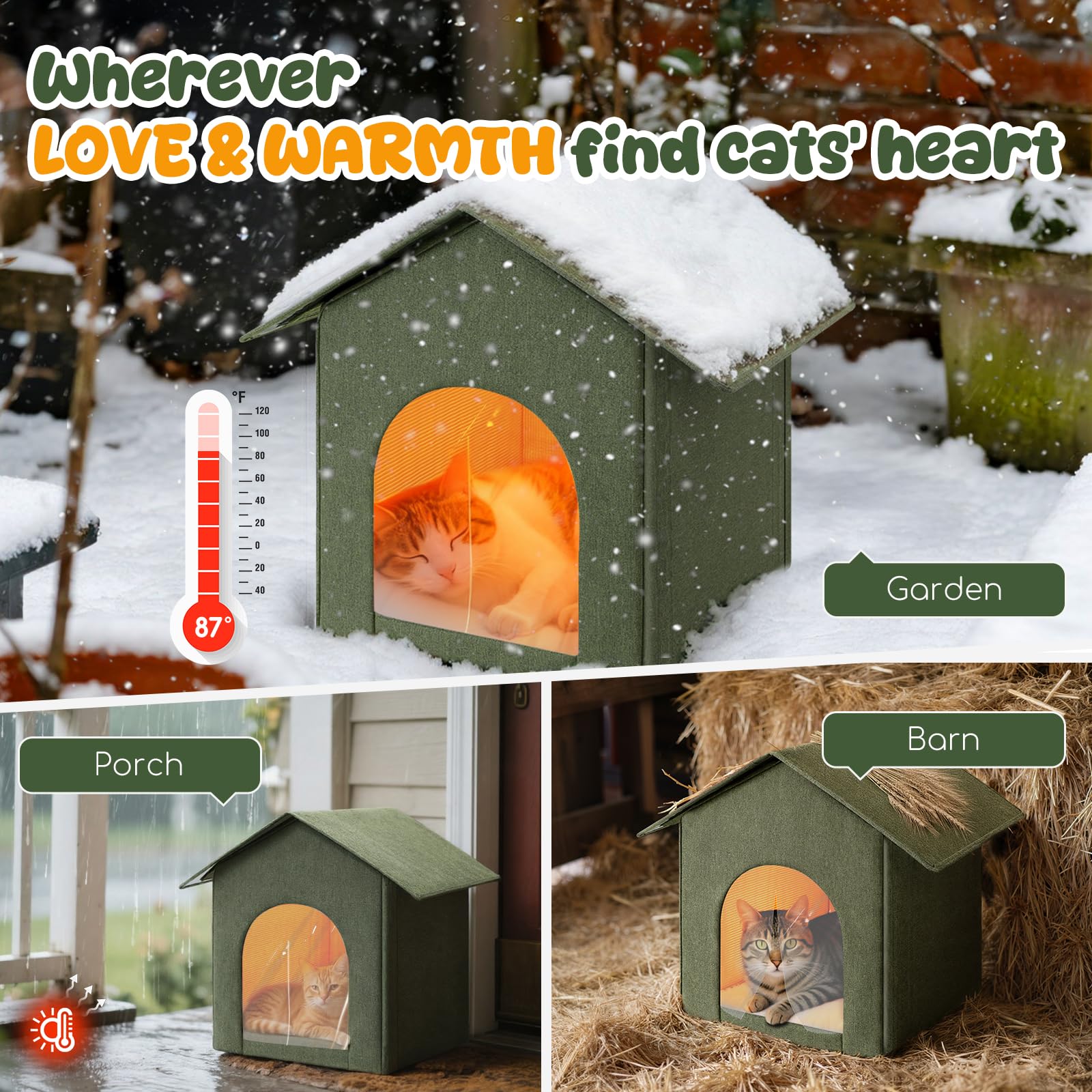 Fecuria insulated outdoor cat house side view highlighting rugged exterior