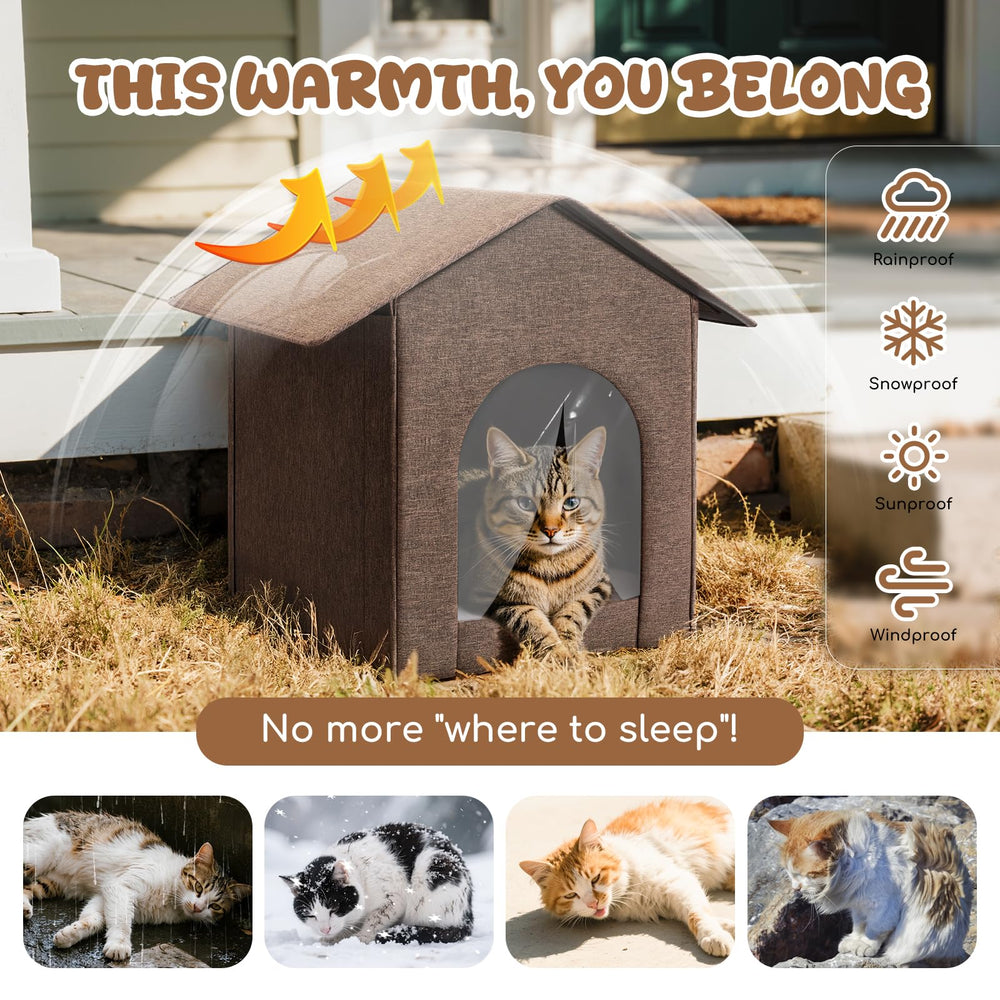 Fecuria Outdoor Cat House spacious interior fits cats and small pets.