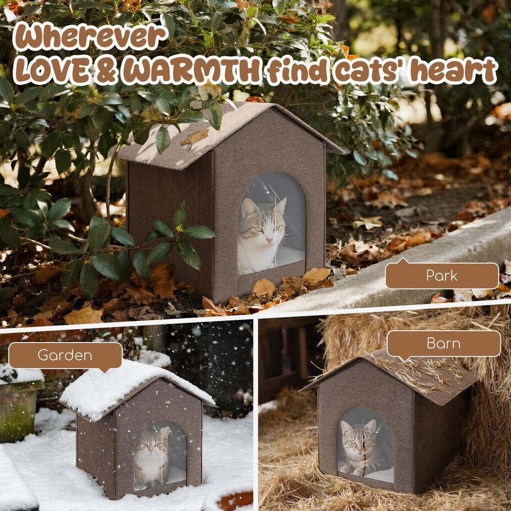 Fecuria Outdoor Cat House inner TPU coating provides rain protection for the shelter.