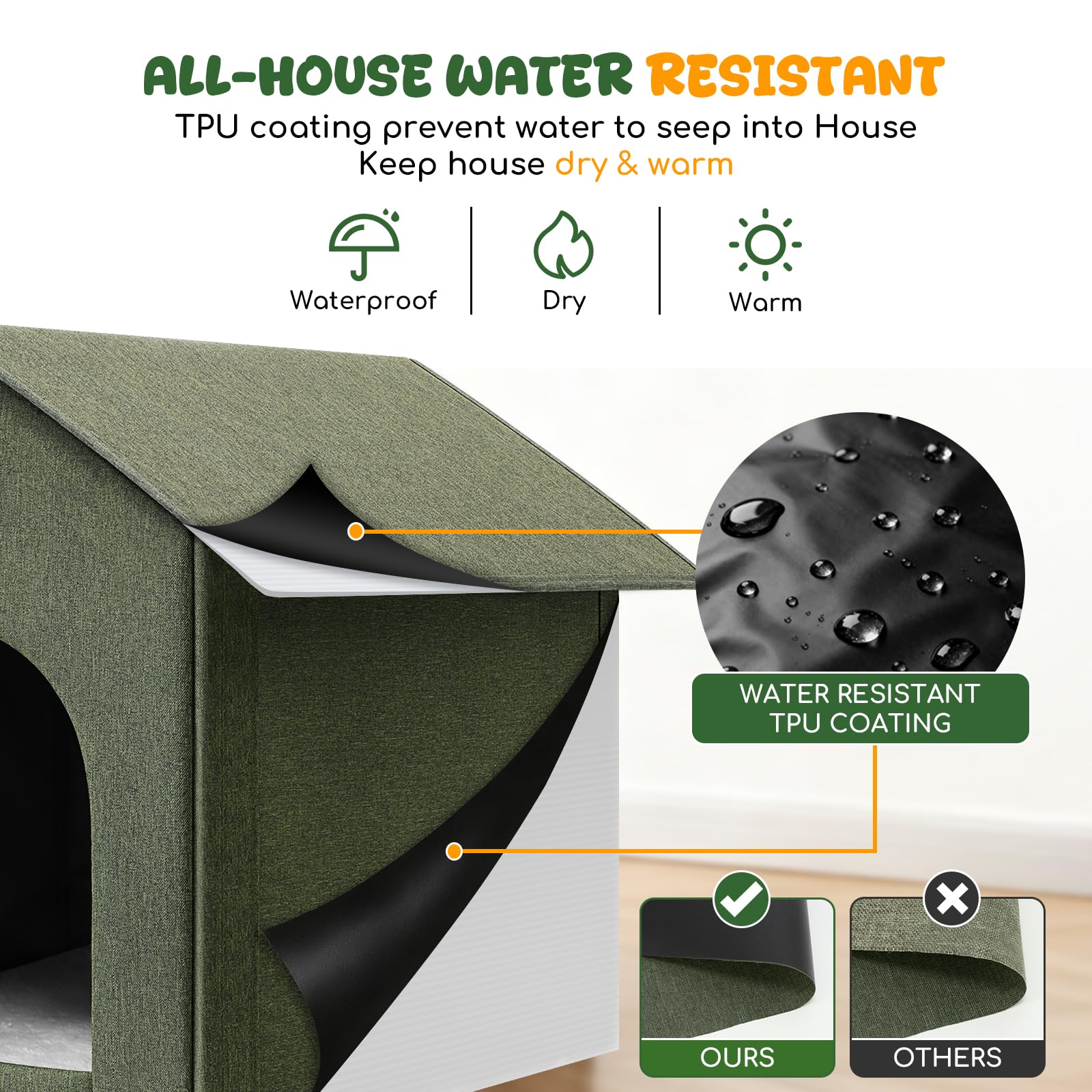 Fecuria outdoor cat house interior features a warm cushion for comfort.