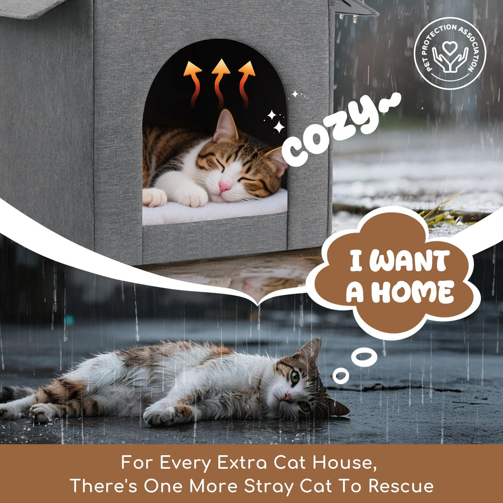 Fecuria Outdoor Cat House stray-friendly shelter helps feral cats find warmth.