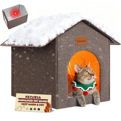 Fecuria outdoor cat house with warm-foil interior delivers cozy warmth on cold days