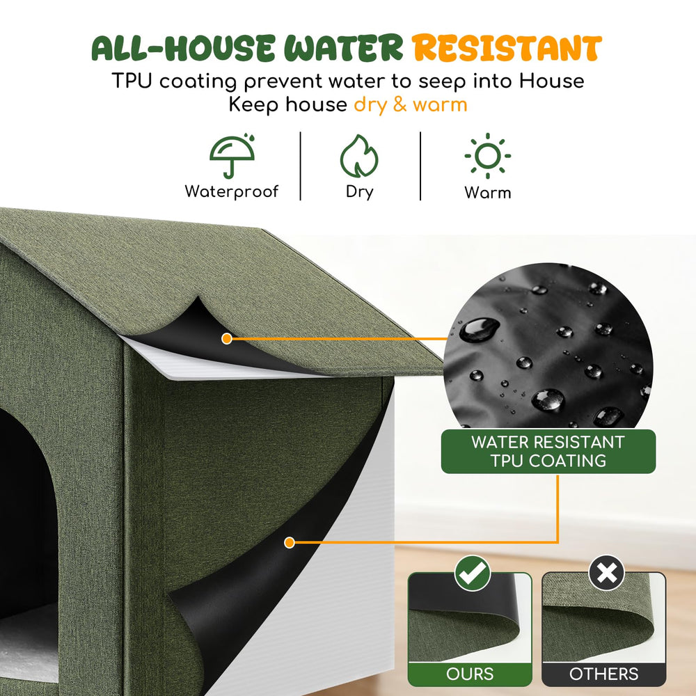 Fecuria outdoor cat house waterproof-material emphasizes moisture resistance