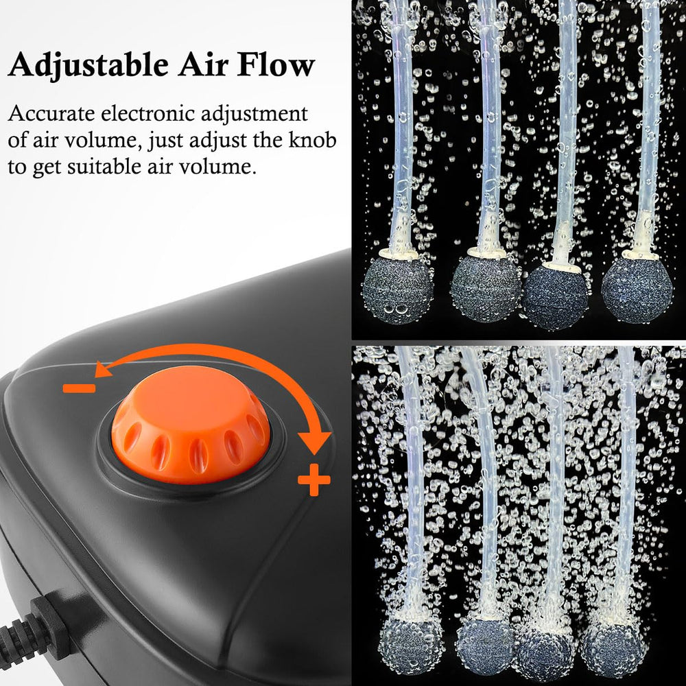 FEDOUR aquarium air pump adjustable volume knob lets you tailor airflow.