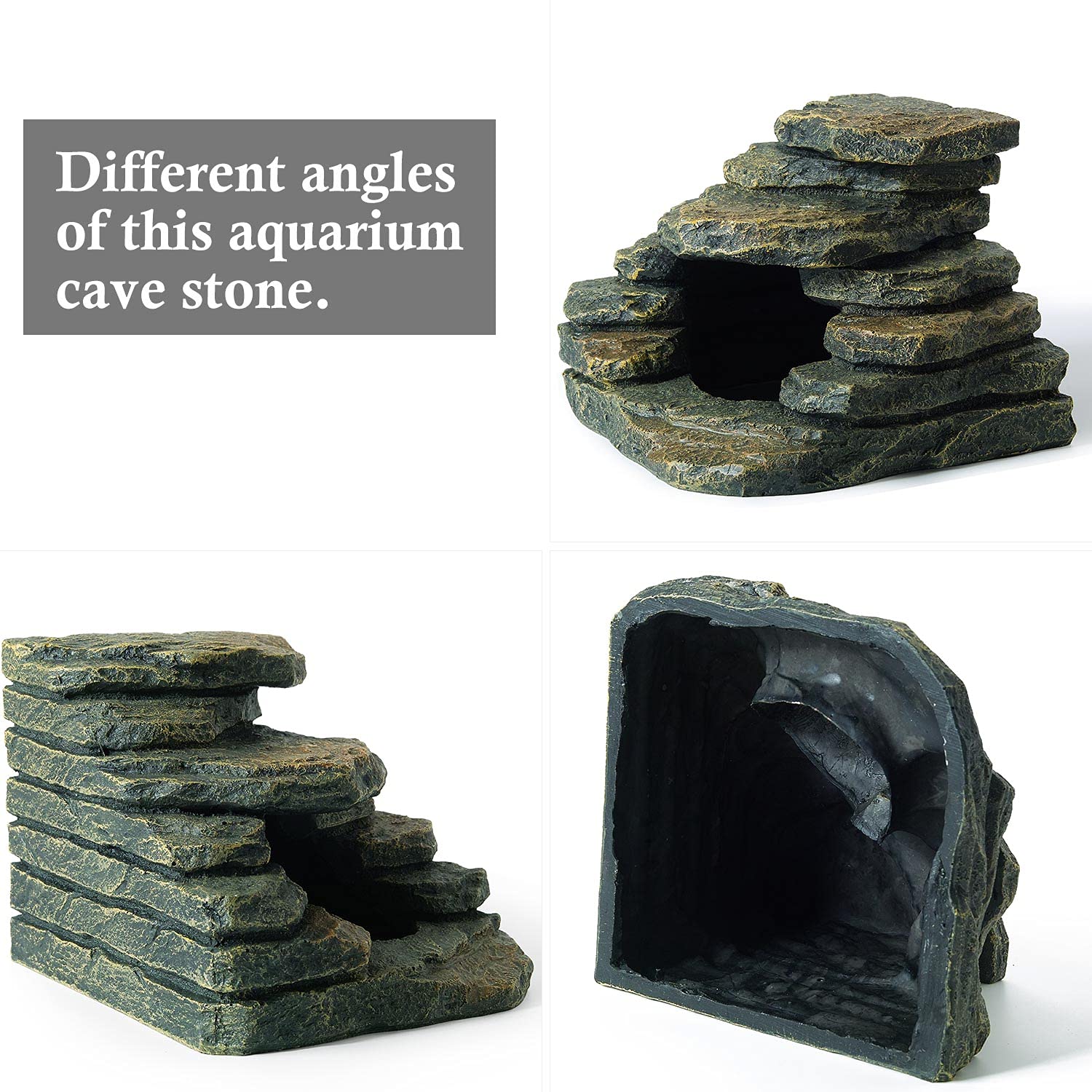 FEDOUR aquarium hippon cave provides textured shelter and a natural hideout among tank decor.