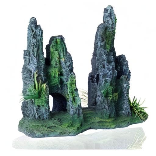 FEDOUR aquarium setup scene demonstrates how the ornament complements plants and rocks.