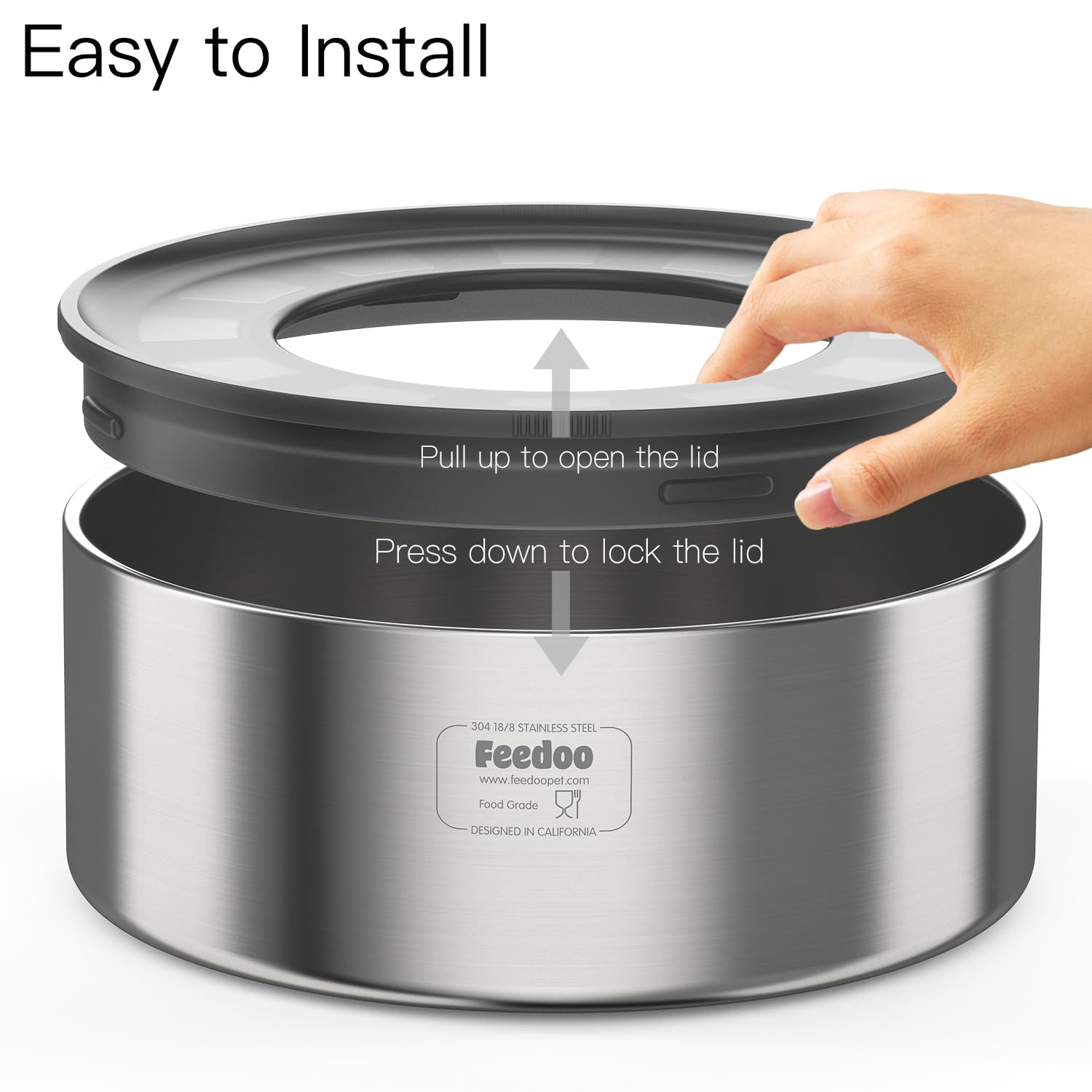 Feedoo bowl kitchen setting highlights hygienic stainless interior and easy water access