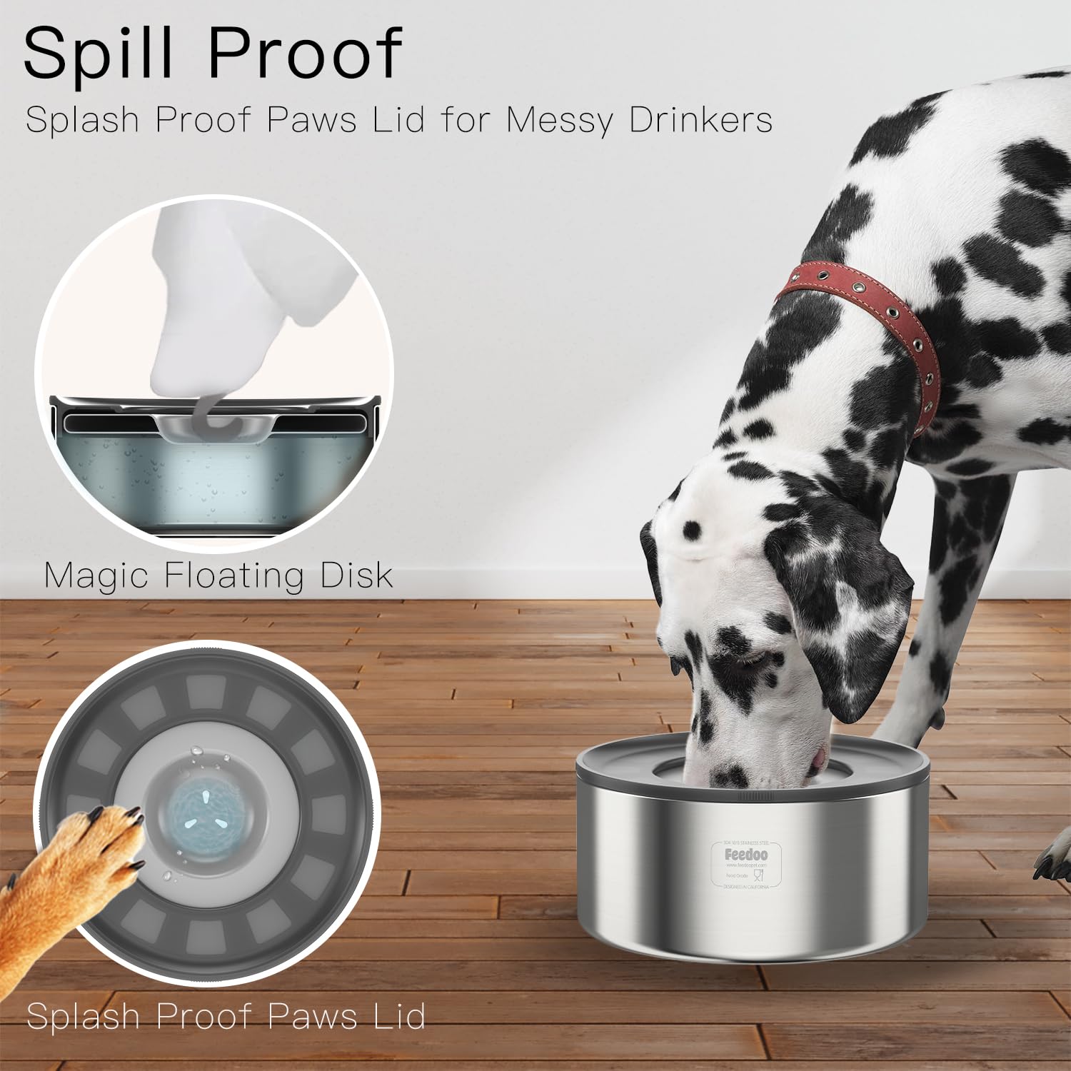 Feedoo bowl one-gallon capacity shown with large-dog use in mind for reliable hydration