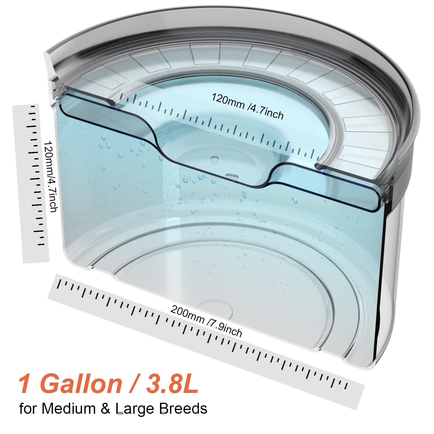 Feedoo 1Gallon bowl with clear design for easy water level monitoring.