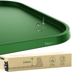 Feedoo pet feeding mat under bowls provides mess-free dining and floor protection.