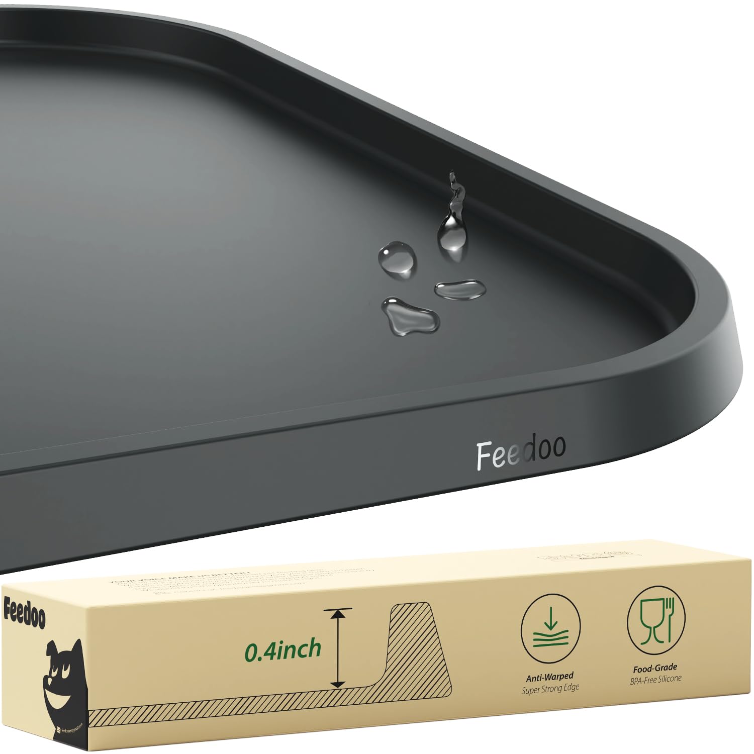 Feedoo Pet Feeding Mat warped edge showing deformation resistance for mess-free meals.