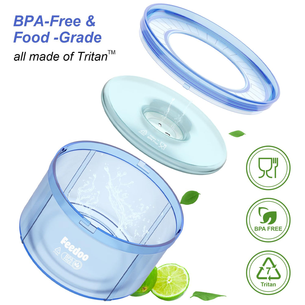 Feedoo Serenity Blue dishwasher-safe construction simplifies post-meal cleaning.